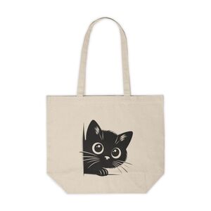 Cute Black Cat Custom Canvas Tote Bag | Reusable Shopping Bag | Cat Lover Gift